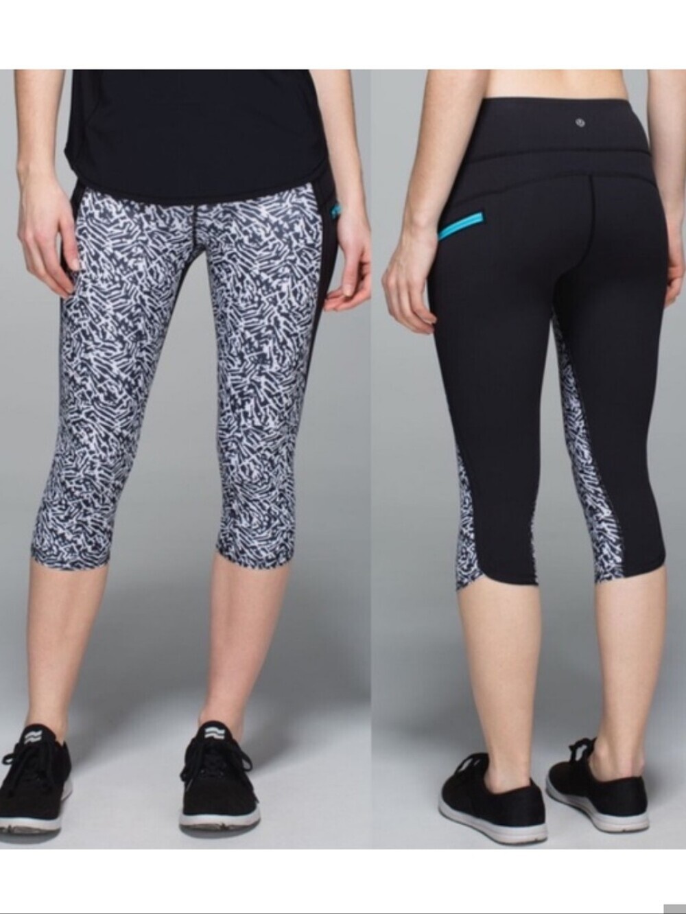 Lululemon Run Top Speed Animal Print Colorblock Running Workout Cropped Pants 6